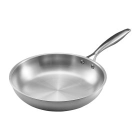 Triply Stainless Steel Frying Pan 3 Pcs Skillet 8 10 12 in for Dishwasher Silver